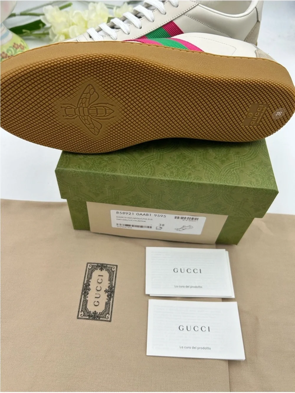 Women’s Gucci G 74 leather/suede sneakers size 38 fits 38.5 made in Italy